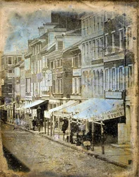 Lado norte de la calle Chestnut, entre la calle Segunda y la calle Tercera, Filadelfia, Pensilvania, 1843